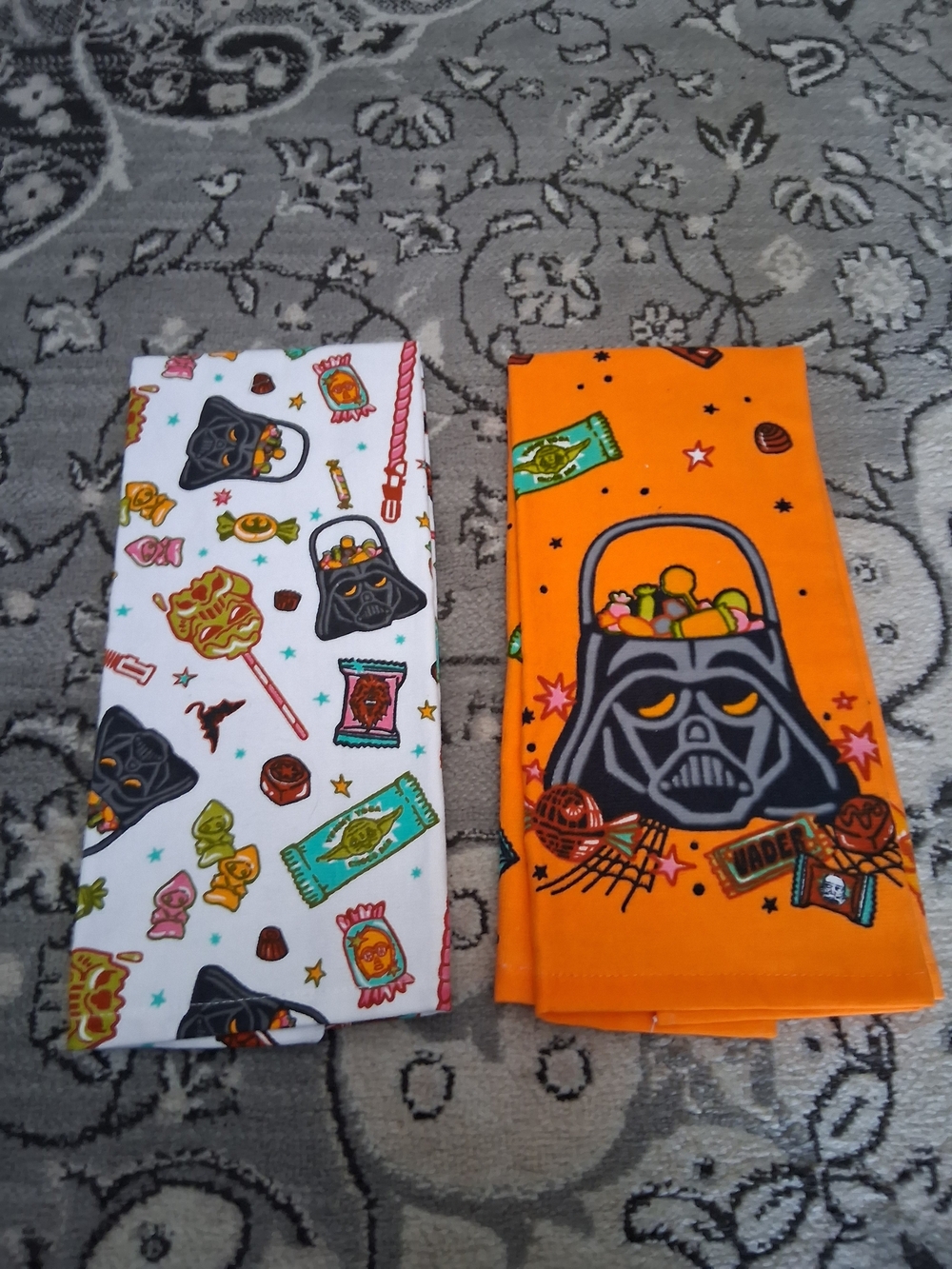 Halloween Darth Vader Candy Kitchen Towels - Orange & White